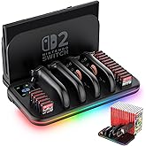 Switch 2 Dock, Charging Dock for Joycon 2, Nintendo Switch 2 Accessories, RGB Games Organizer Docking Station with Controller Charger with 18 Game Card Slots and Cable