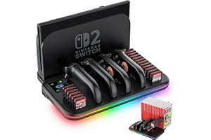 JORREP Switch 2 Dock, Charging Dock for Joycon 2, Nintendo Switch 2 Accessories, RGB Games Organizer Docking Station with Controller Charger with 18 Game Card Slots and Cable