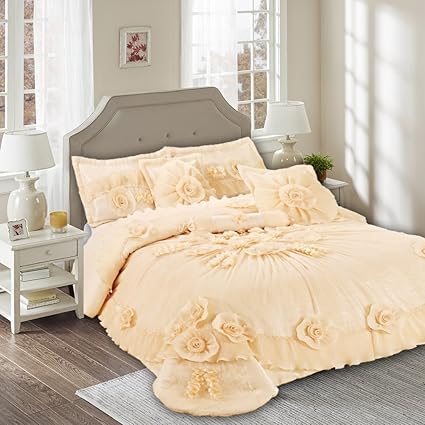 Amazon Com Tache 6 Piece Peachy Keen Peach Pink Ruffled Comforter