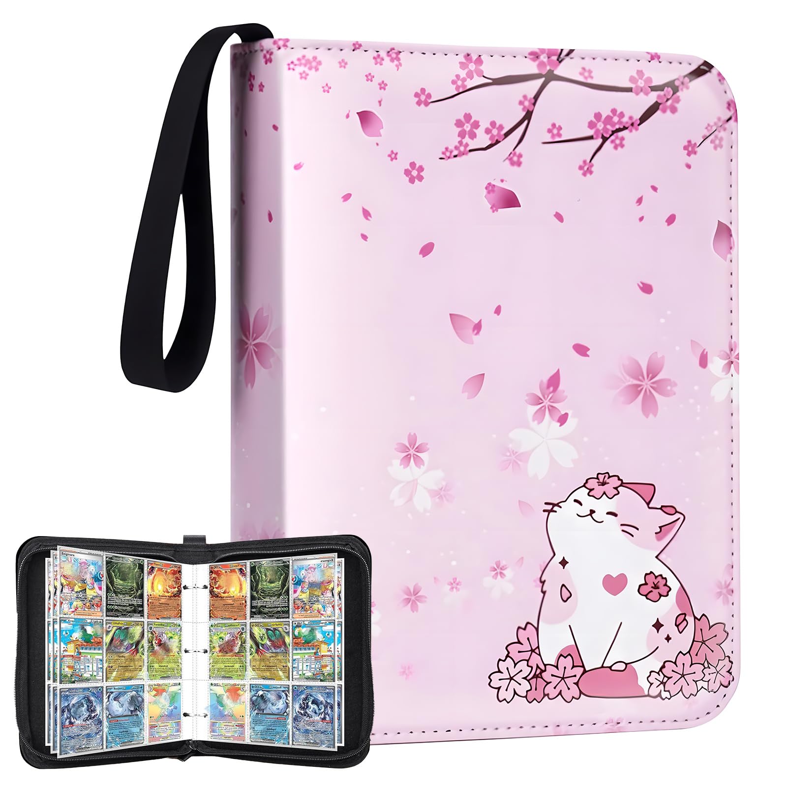 Card Binder 900 Pocket, 50 Sleeves Trading Card Holder, Card Binder Album for Cards, Card Collector, Photos, Trading Card Folder for Kids Girls, Pink