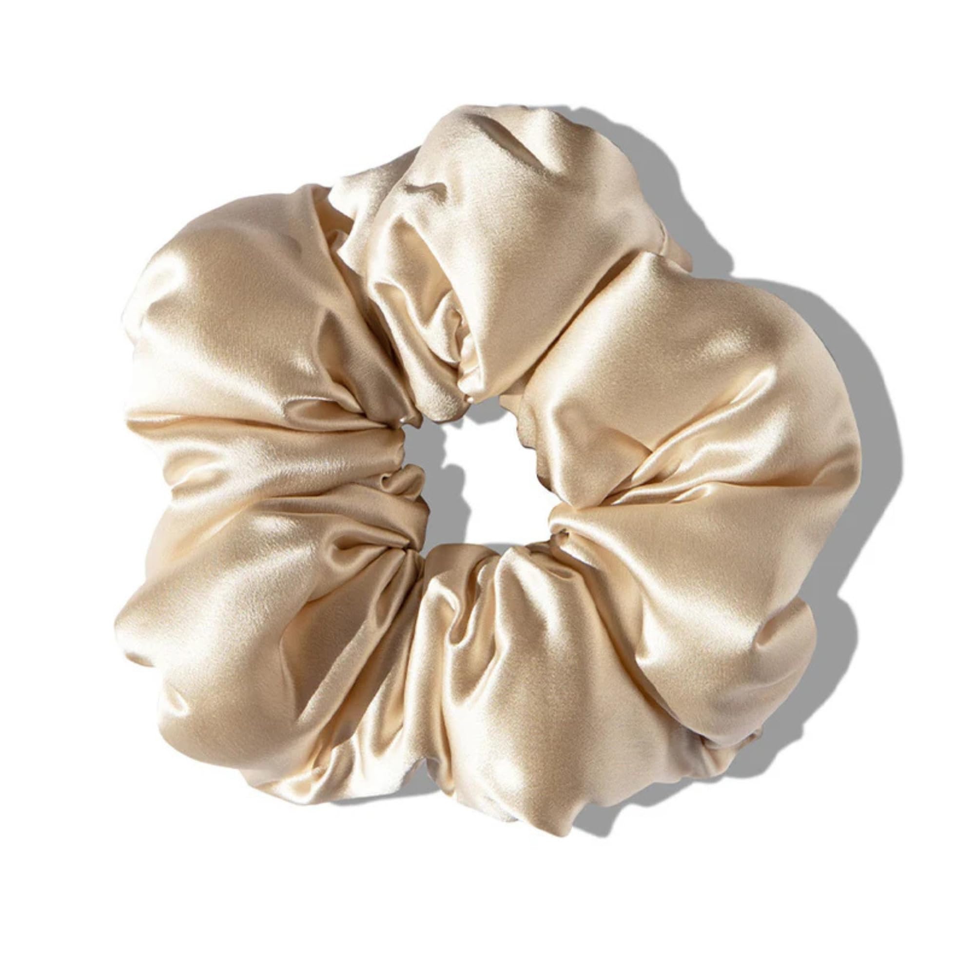 Drowsy Oversized Scrunchie – Luxury Mulberry Silk Hair Scrunchie for All Hair Types, No Damage Hair Tie to Protect Hair Health, Reduce Breakage & Maintain Moisture (Dusty Gold)