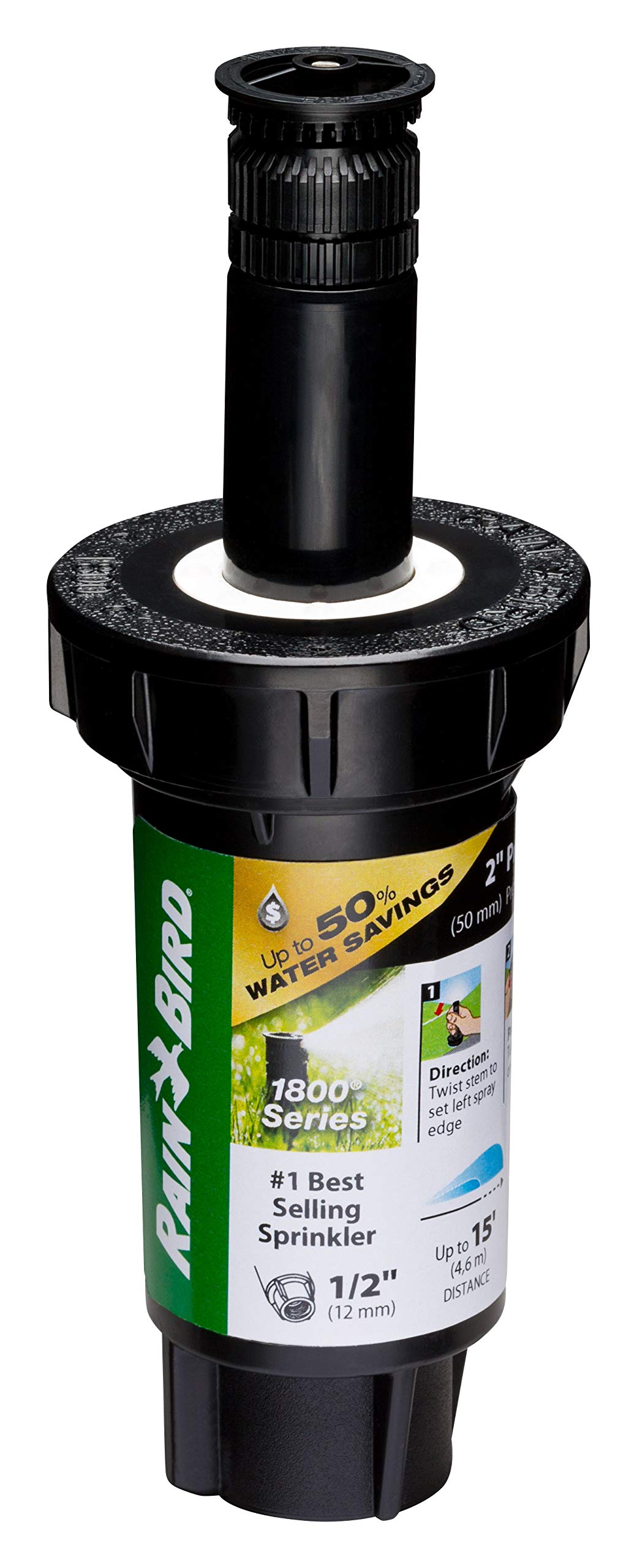 Photo 1 of Rain Bird 1802HV15PR Pressure Regulating (PRS) High Efficiency Professional Pop-Up Sprinkler, Adjustable 0° - 360° Pattern, 8' - 15' Spray Distance, 2" Pop-up Height