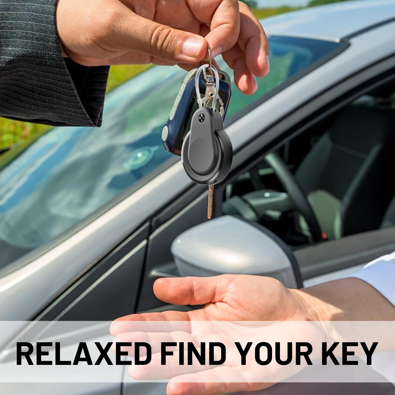 Waterproof AirTag Holder - 4 Pack Lock Case with Keychain for Apple AirTags, Air Tag Keyring with Wire Cable, Durable & Lightweight AirTag Cover for Keys, Kids, Luggage, Backpacks, Pet Collar, Black