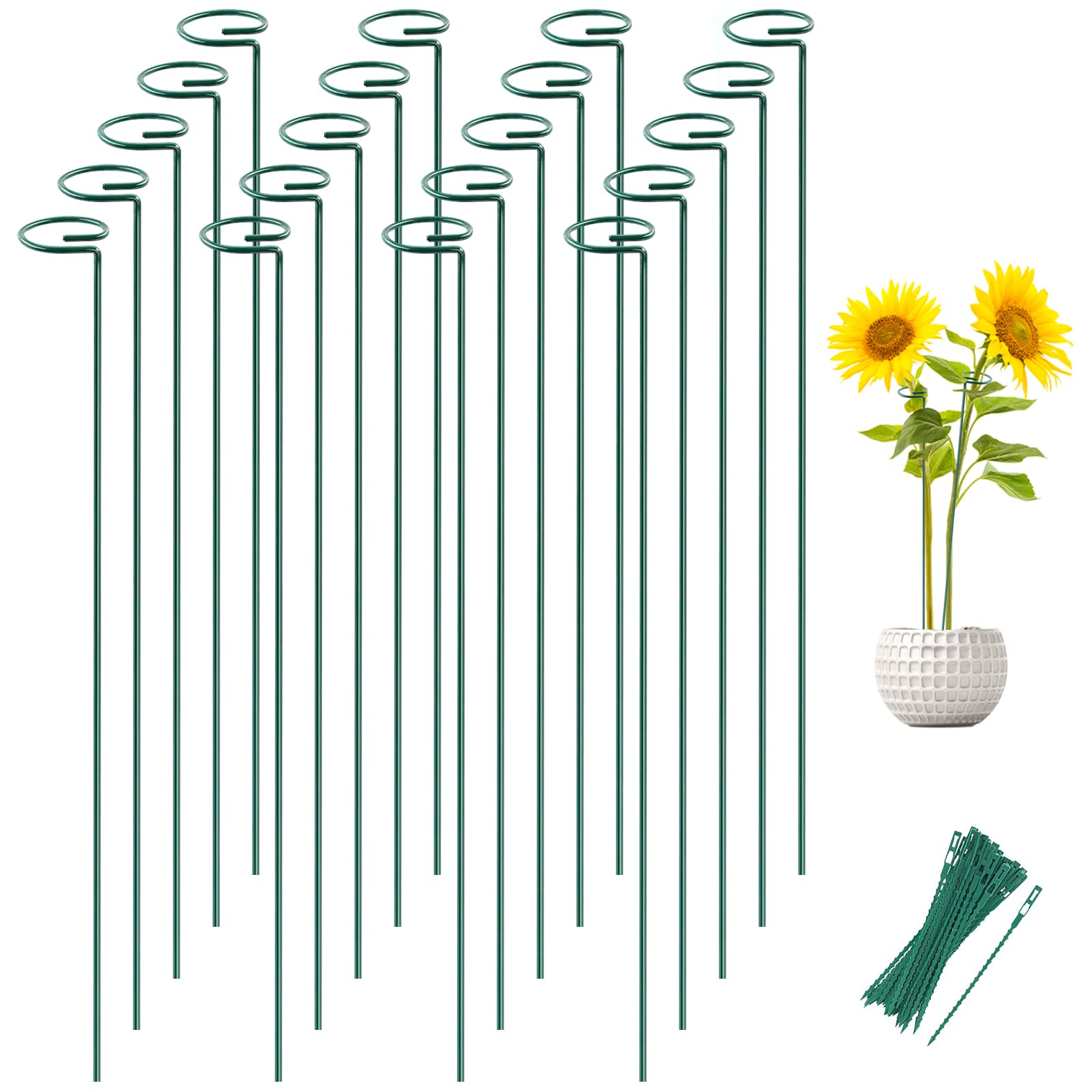 Photo 1 of Joyhalo 20 Pack Plant Support Stakes 36 Inches, Plant Stakes, Flower Stakes with 24 Twist Ties, Garden Sticks for Plants Hibiscus, Sunflower, Red Hot Poker, Hydrangea, Tomato, Sapling Etc