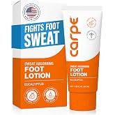 Carpe Sweat Absorbing Foot Lotion, Eucalyptus - Fights Sweaty Feet | Dermatologist Recommmended Foot Lotion for Sweaty Feet, Fight Smelly Feet, Prevent Blisters, Quick Drying Eucalyptus Scent