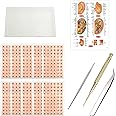 Ear Seeds Acupuncture Kit 600 PcsEar Press Seeds with Acupuncture Needle Ear Points Chart Guide Tweezer for Beginners Relief 