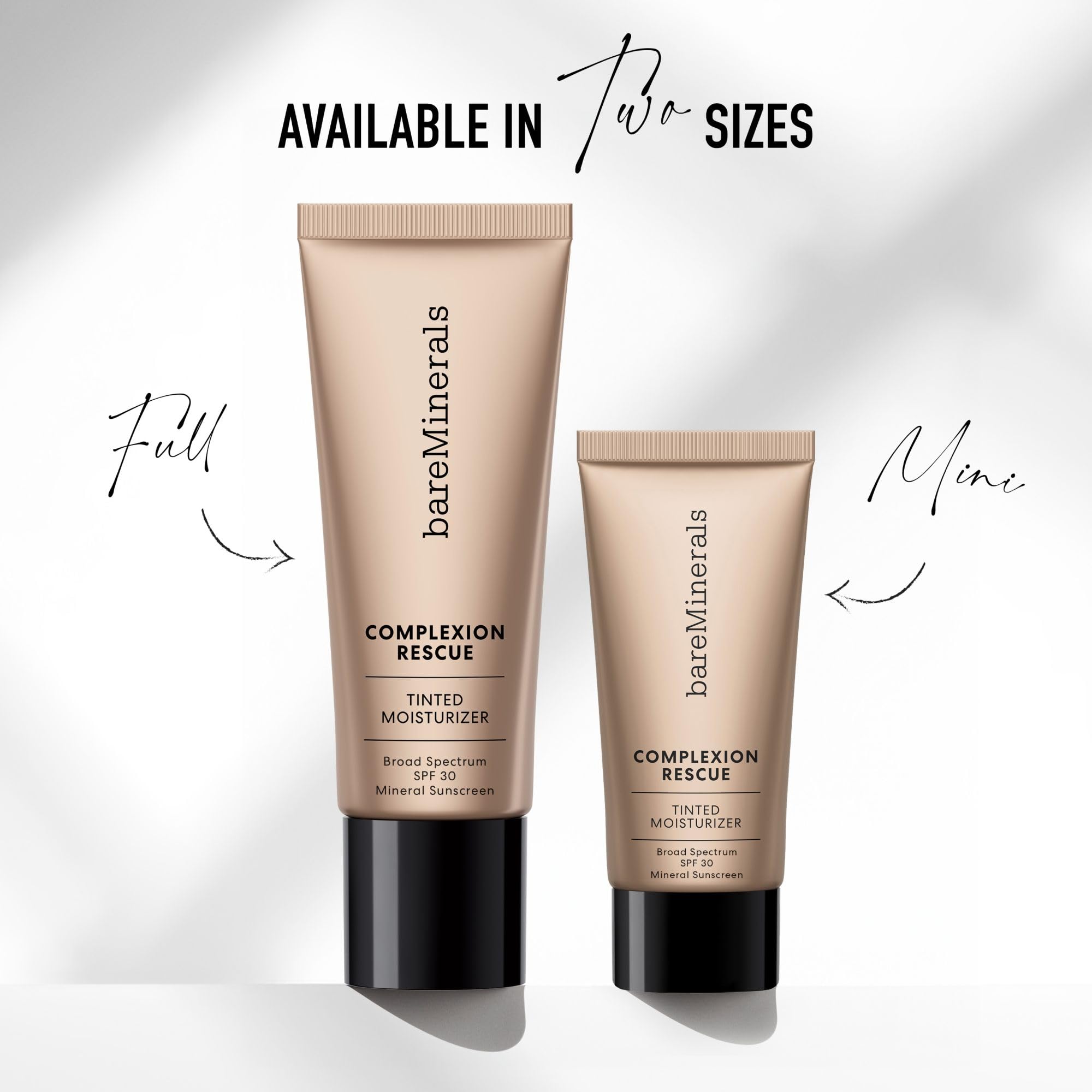 bareMinerals Complexion Rescue Tinted Moisturizer for Face with SPF 30, Hydrating Vegan Tinted Mineral Sunscreen with Hyaluronic Acid, Sheer-to-Light Coverage for Dewy, Healthy-Looking Skin