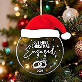 Engagement Ornament 2025, Engaged Gifts for Couples Newly Women Fiance Her, Wedding Bridal Shower Gifts, Acrylic First Christmas Engaged Ornament