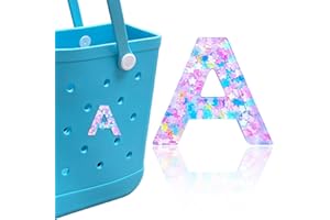 HLUWA Letter Charms for Bogg Bag, Alphabet Pink Star Sequin Lettering Accessories Charms for Bogg and Simply Southern Bag, Insert Decorative Letters Charm for Handbag Beach Tote Bag.