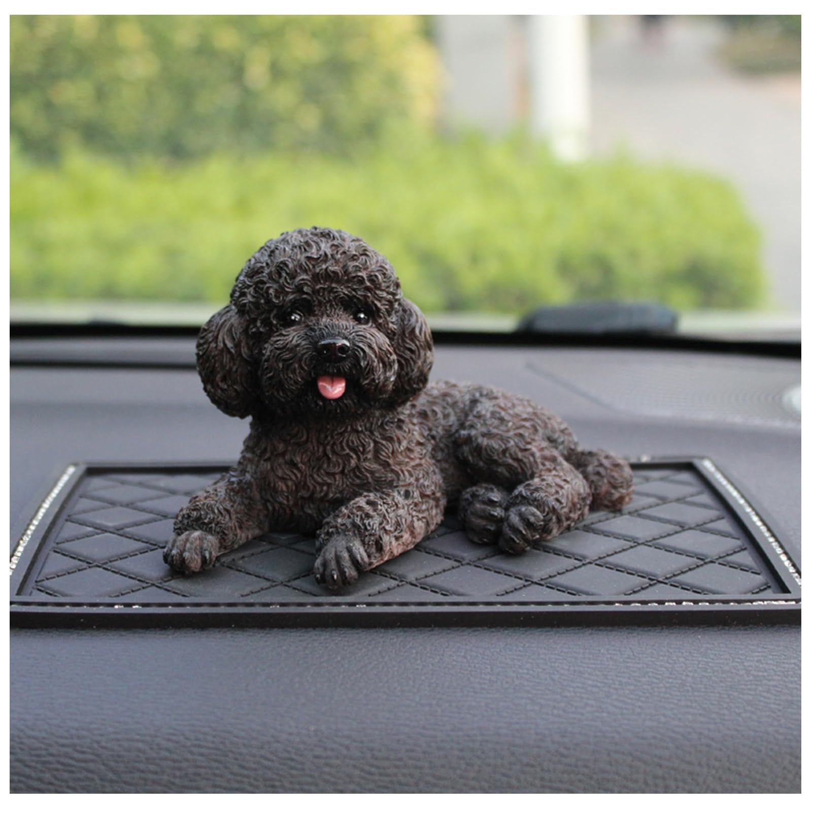 Otzoan Cute Dog Figurines Resin Animal Garden Farm Statue Poodle Sculpture Lawn Patio Yard Home Decorations Ornaments (Black)