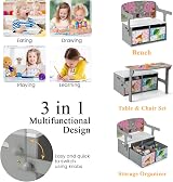 Maxmass 3-in-1 Kids Table & Chair Set with Storage Bins - Grey view 2