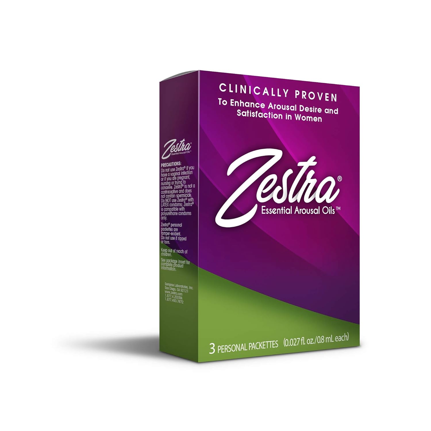 Zestra Essential Arousal Oils 3 Single Dose Packets 0.8ml Organic