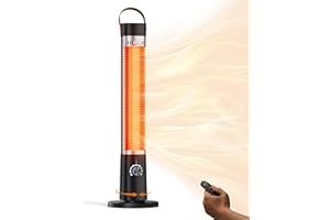 AEROZY Patio Heater for Outdoor Use, 32.1" 1500W Electric Space Heater Indoor, 60-Degree Oscillating Portable Infrared Heater, with Timer, Remote, for Patio, Gazebo, Black