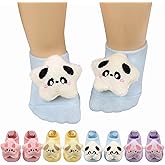 LIYAZHIL 4 Pairs Baby Girls Socks, Cute Pentagram Non-Slip Grips Sock Toddler Low Cut Ankle Socks for Newborn,Infant