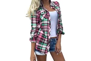 DGZTWLL Plaid Flannel Shirts for Women Trendy Buffalo Plaid Shirts Plus Size Long Sleeve Casual Button Down Shirts Blouse Top