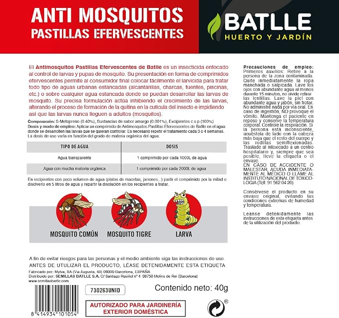 Fitosanitarios - Anti Mosquitos Pastillas Efervescentes - Batlle ...