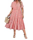 CARCOS Womens Plus Size Dresses 3X Red Plaid