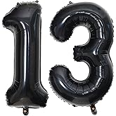 40 Inch Black 13 Number Balloons Giant Jumbo Huge 13 or 31 Foil Mylar Helium Number Digital Balloons Black Birthday Mylar Digital Balloons 13th 31st Birthday Anniversary Events Party Decorations