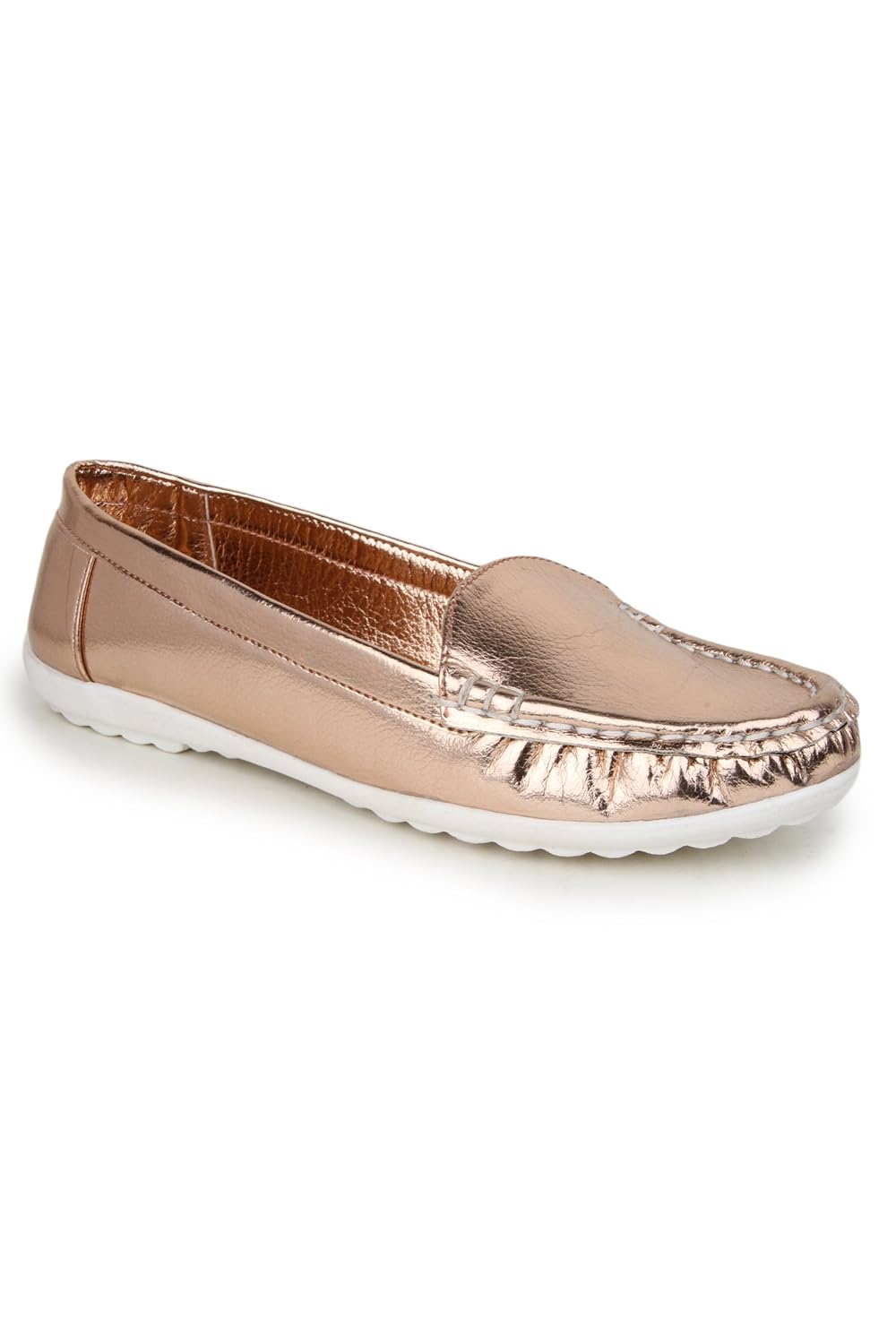 naisha women's synthetic leather loafers, fashionable stylish & light-weight (pink)