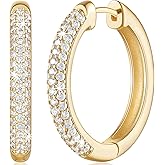 Verniflloga 14K Gold Hoop Earrings for Women’s Hoop Earring Small Thick Hoops Earring Exquisite Diamond Hoops Earrings