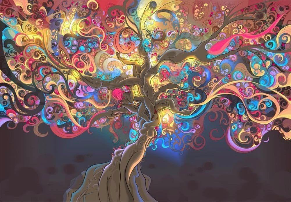 NewBrightBase Psychedelic Trippy Art Fabric Cloth Rolled Wall Poster Print - Size: (36" x 24")