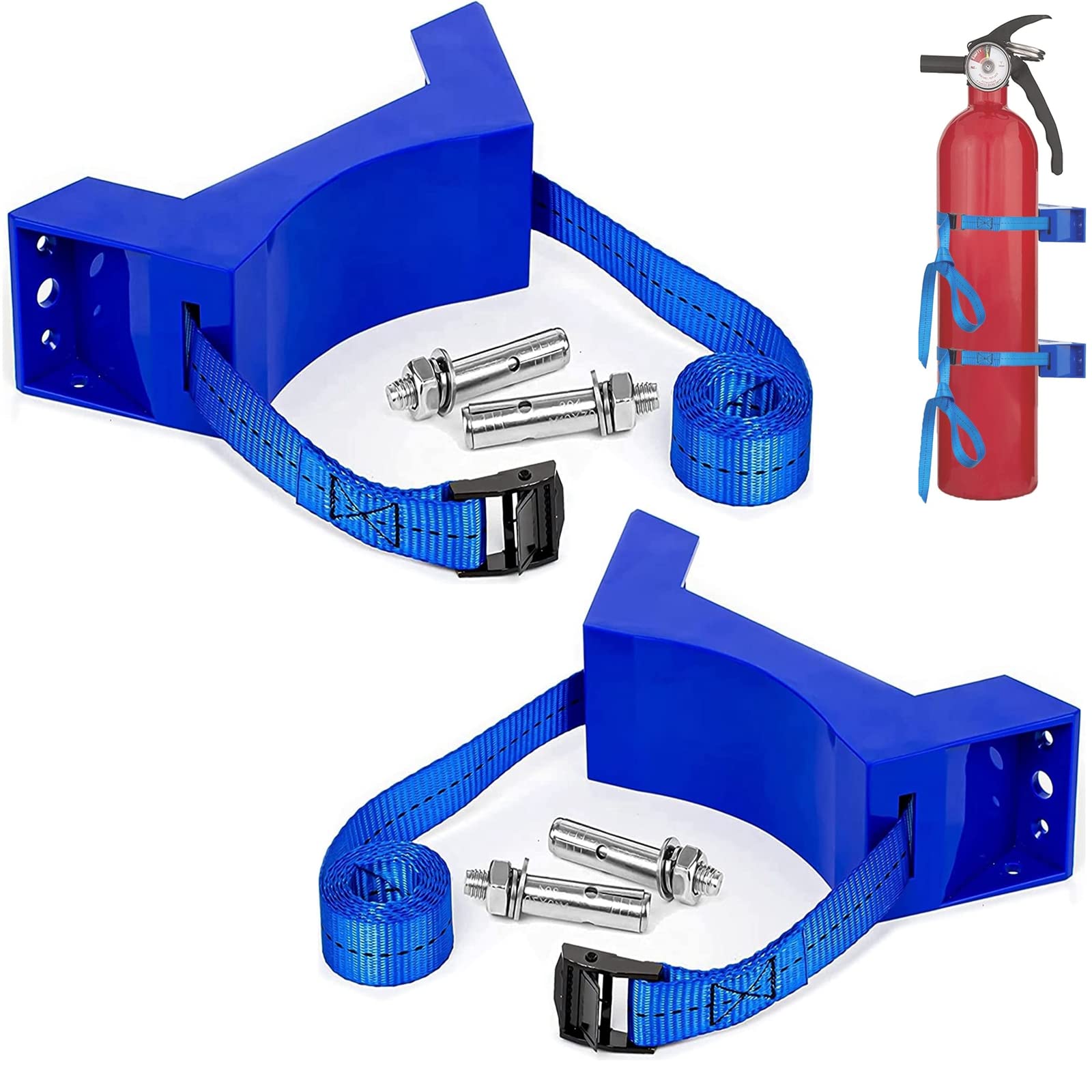 Cylinder Wall Mounted Bracket,Nitrogen Tank Propane Tank Holder with SUS 304 Screws & 59 Inch Straps Supported 4"-12",2 Pack(Blue) — image 1