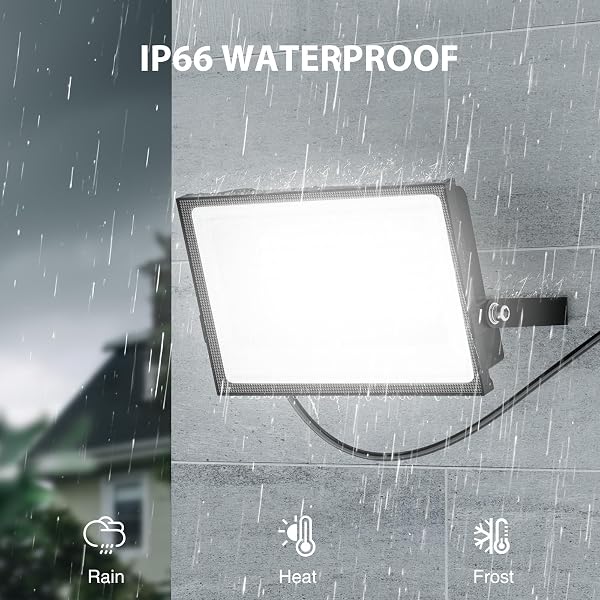 MELOGHT 110W FLOOD LIGHTS OUTDOOR, LED WORK LIGHT WITH PLUG, DAYLIGHT WHITE 6500K LED FLOOD LIGHT, IP66 WATERPROOF EXTERIOR SECURITY LIGHTS FOR YARD GARAGE STADIUM 4 PACK