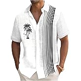 SOLY HUX Men's Hawaiian Shirts Button Down Short Sleeve Print Beachy Tops Vacation Clothes