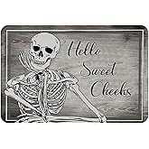 Golakra Skull Skeleton Bath Mat Grey Smile Non Slip Door Mat Rug Quick Dry Washable Halloween Shower Floor Mats for Bathroom Kitchen Dining Living Room Bedroom Outdoor 16