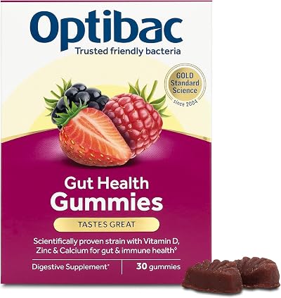 Optibac Probiotics Gut Health Gummies Vegan with Vitamin D Zinc Calcium 30