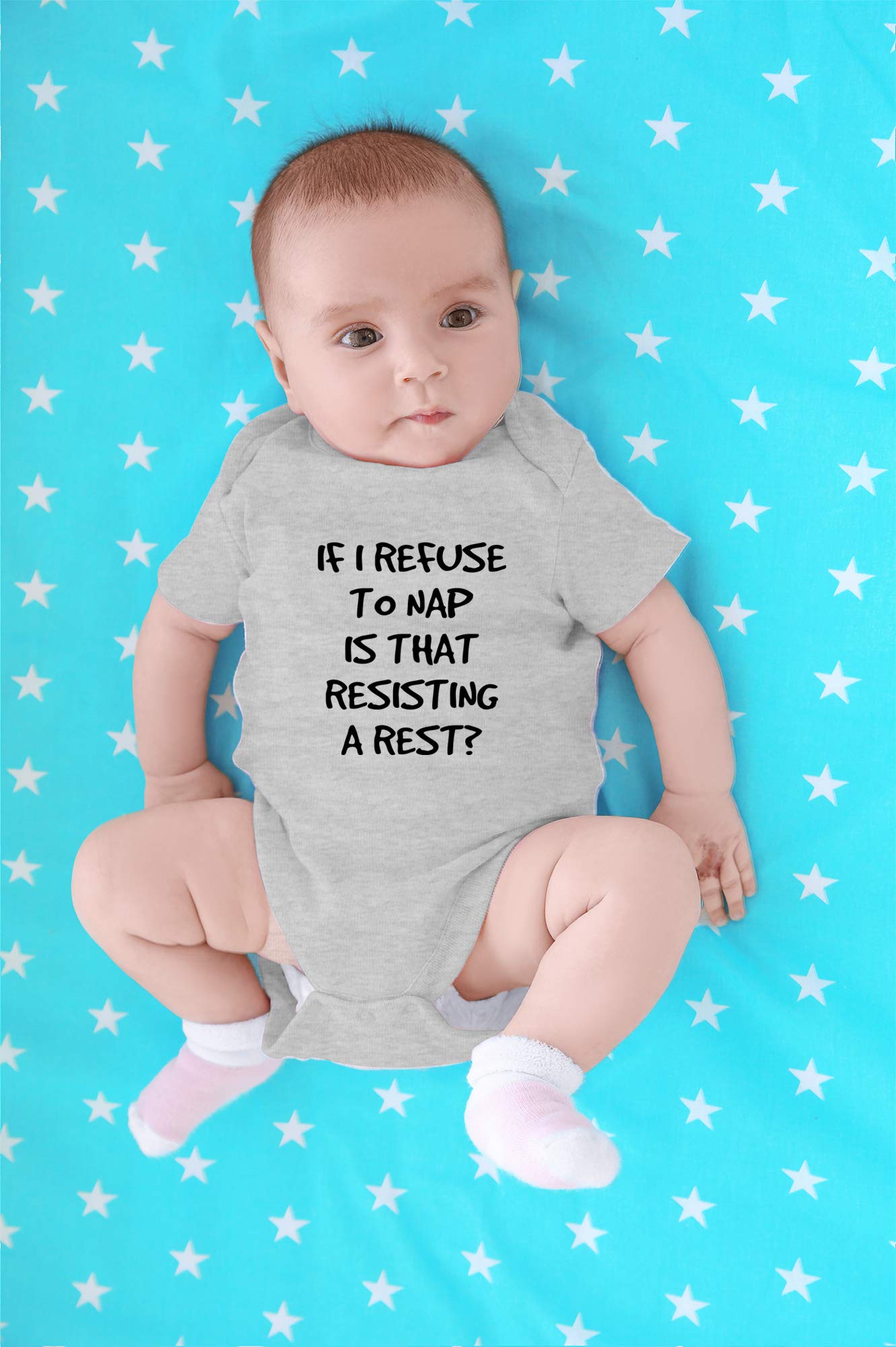 CBTwear If I Refuse To Nap Is That Resisting Baby Bodysuit Adorable Boy Girl Romper Clothing (6 Months, Heather Grey)