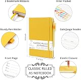 Feela 5 Pack A5 Notebooks Hardback Ruled Lined 128 Pages 21x13 cm Yellow view 2