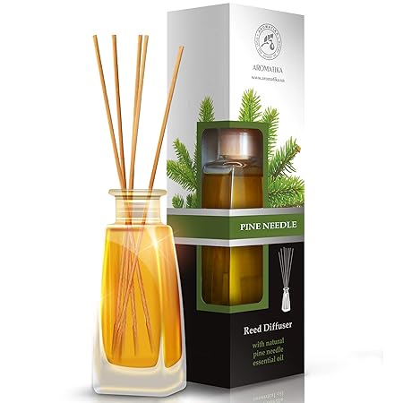 Raumduft Reed Diffuser Fichtennadeln - Pine Needle 100ml - mit Rattanstäbchen - mit Naturreinem Ätherischen Fichtennadelöl - 