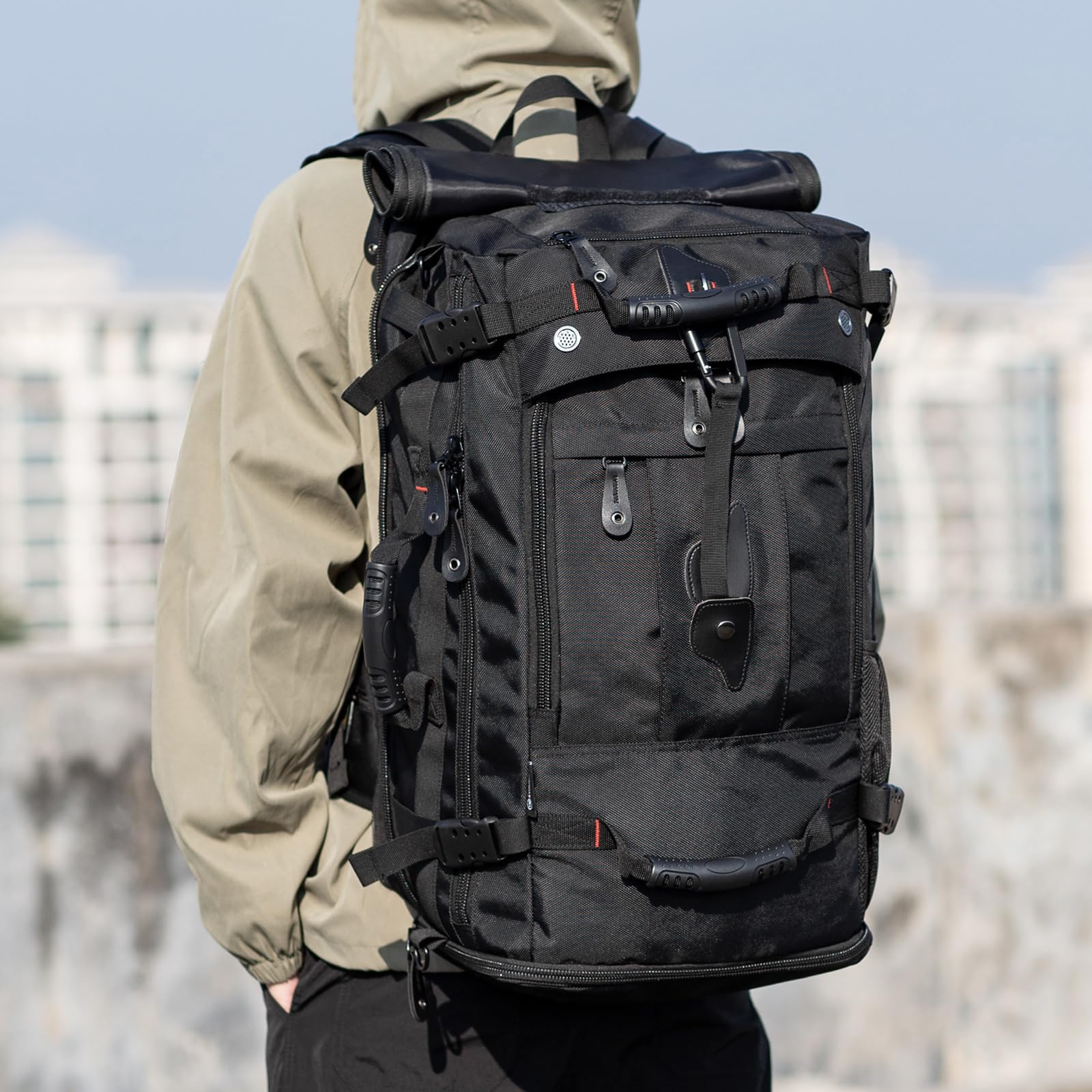 YOUMIAN Travel Backpack Carry On Backpack Durable Convertible Duffle Bag Fit for 15.6 Inch Laptop for Men and Women hiking airplane shoes bag extendable three way uses multiple