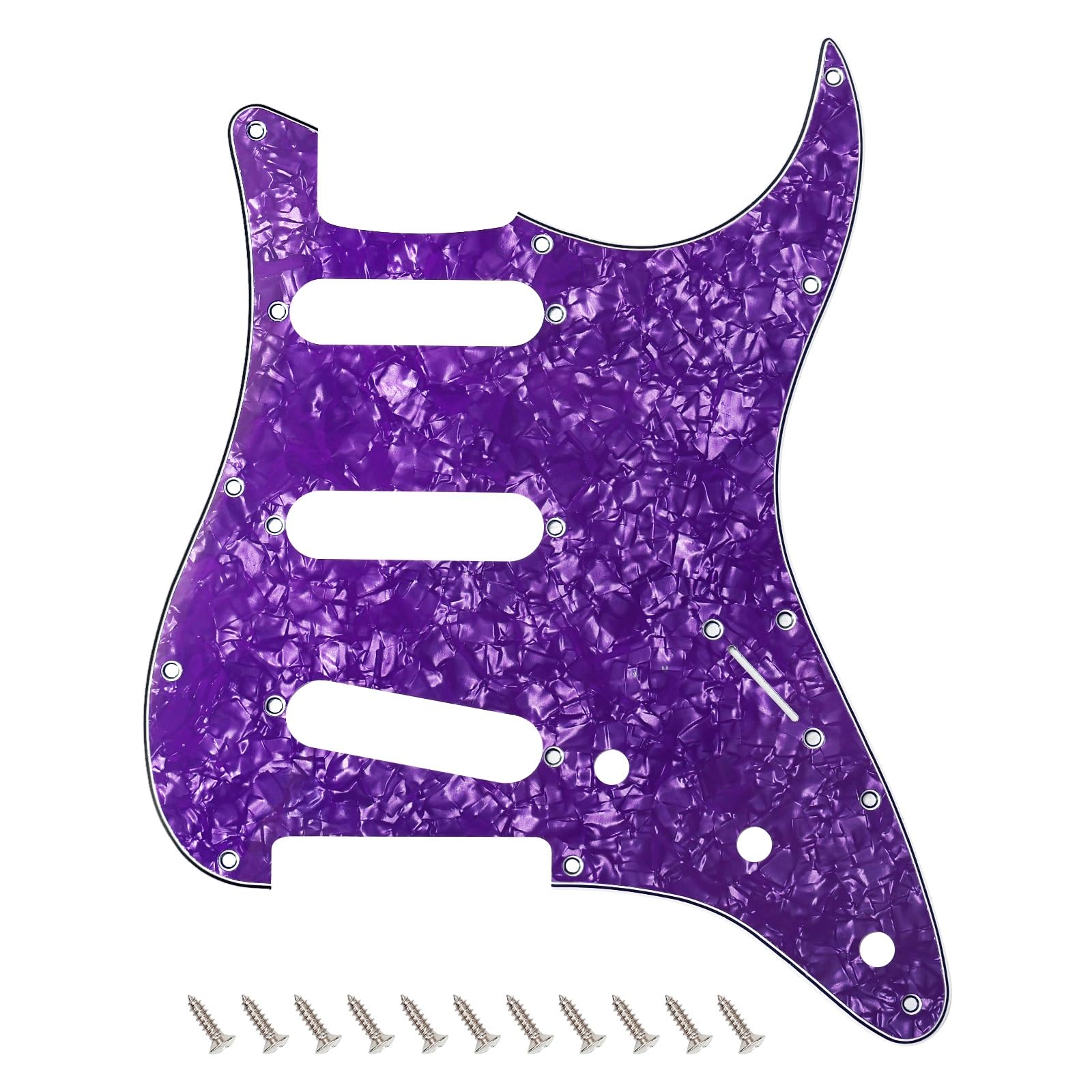 Banworks 4 Ply Strat SSS Pickguard 11-Hole Electric Guitar Pickguard Scratch Plate for USA/Mexican Modern Style Standard Stratocaster ST JT/HB-01 Purple Pearl — image 1