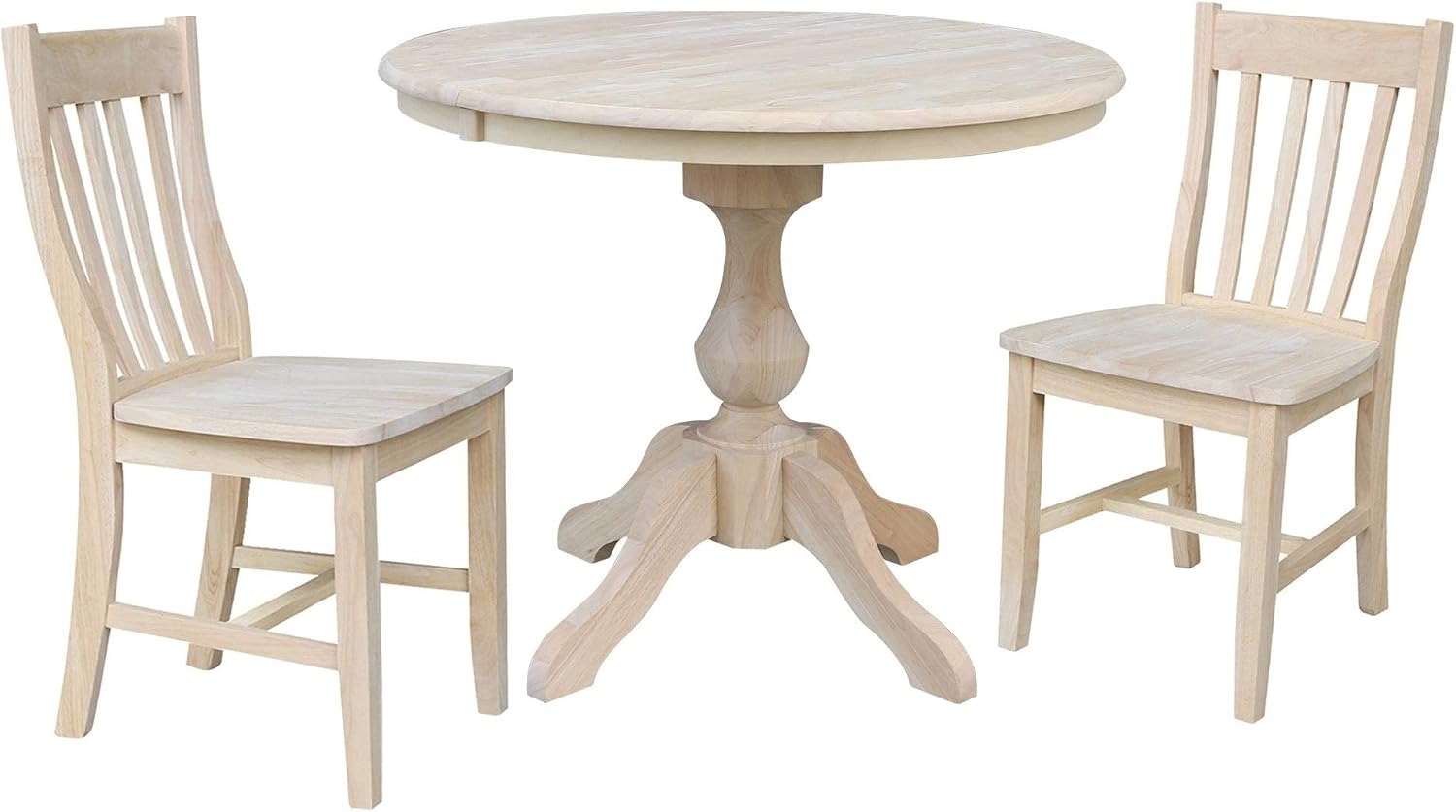 Amazoncom International Concepts 36 Round Extension Dining Table With 2 Cafe Chairs