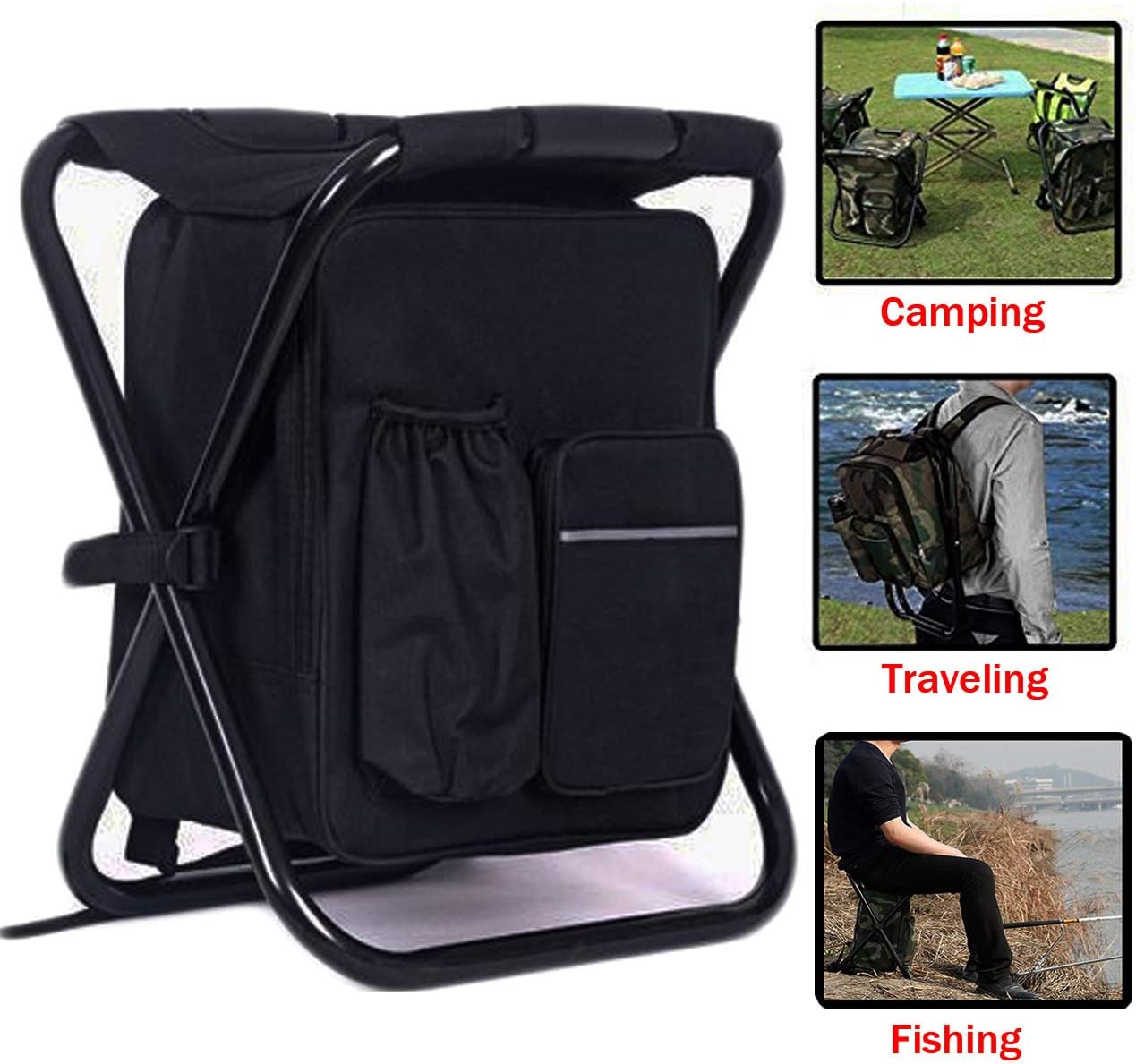 HANERDUN 3 in 1 Cooler Backpack, Foldable Fishing Chair, Portable Backpack Chair