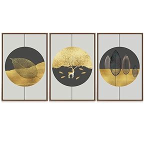 SIGNWIN 3 Piece Framed Canvas Wall Art Abstract...