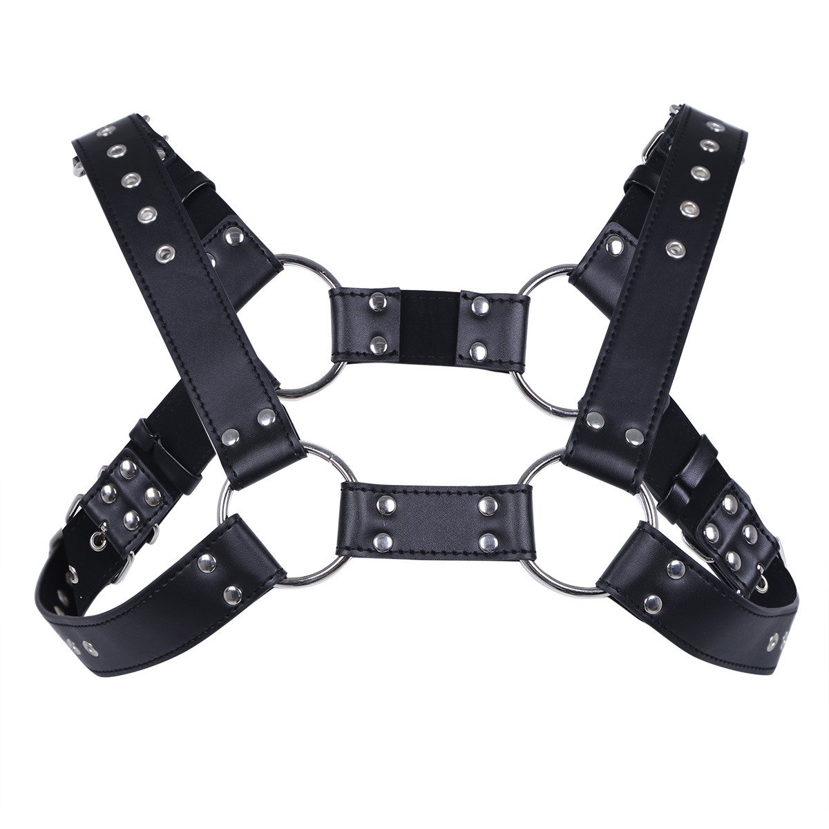 iiniim Men's Adjustable PU Leather Chest Harness