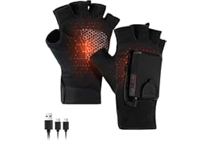 BDFDSJ Heated Gloves for Men & Women, 10400mah Rechargeable Electric Battery & 24H USB Power, Fingerless Touchscreen Gloves for Work, Outdoor, Motorcycle, Arthritis, Hunting, Ski & Winter Warming