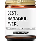 Manager Gifts for Women - Best Manager Ever Scented Soy Candle - Gift for Women Bosses, Boss Lady Appreciation Present, Office Project PM, Supervisors for New Job, Promotion, Christmas, Retirement