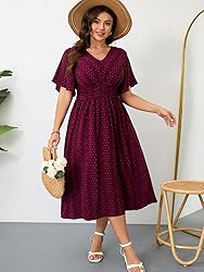 RWJ Women's Plus Size Maxi Dress Flutter Casual V