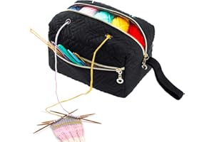 MYBAGZING Small Crochet Bag Organizer - Knitting Yarn Storage for Crocheting Holder Accessories, Needles, Hooks, Gifts, Black, (AM370)