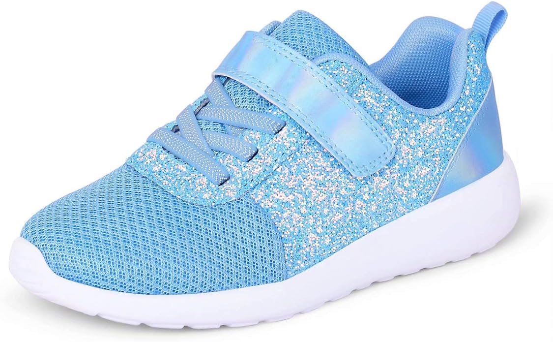 Girls' Glitter Trainers, Sports Shoes, Running Shoes, Indoor Shoes, Tennis Shoes with Velcro