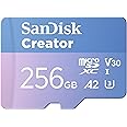 SanDisk 256GB Creator microSD UHS-I Card with SD Adapter - for Cameras and Drones, 4K, 5.3K, A2, V30, U3, 3 Months of Adobe Lightroom Included - SDSQXAV-256G-GN6MS