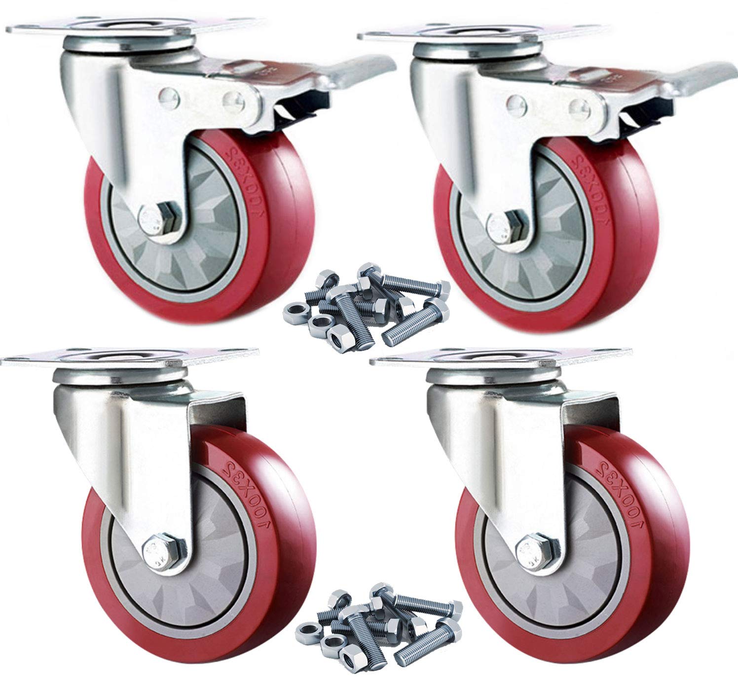 GBL 4 Castor Wheels 100mm Heavy Duty 600KG Castors Swivel Wheels