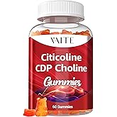 VAITE Citicoline 1000mg Supplements – CDP Choline for Brain Support, Memory, Focus & Mental Performance – Helps Maintain Clarity & Concentration – for Adults – Non-GMO, Vegan, 60 Gummies