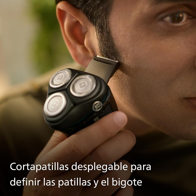 Serie 3000 Afeitadora Eléctrica Hombre, Máquina de Afeitar Barba con Cortapatillas, 27 cuchillas, Cuida la piel, 60min de uso, En Seco y Húmedo, Recargable, Funda, S3241/12, Gris