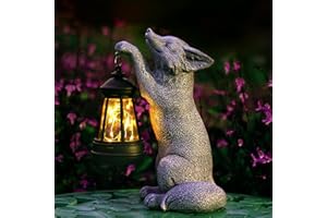 CXYCZSBJ Fox Statue for Garden Decor, Garden Statue with Solar Power Light for Outdoor Patio Porch Lawn Yard Backyard Oudside Indoor Shelf Decoration,Praying Fox Sculptures Decorations to Wow Your Guests
