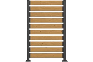 MUPATER 5ft H×3.3ft W No Dig Wooden Privacy Screen,2 Way to Use,Ideal Outdoor Privacy Wall Suit for Hard Ground and Soil,Aluminum Post,Privacy Screen for Hide Trash Cans,AC Fence,Natural (1 Panel)